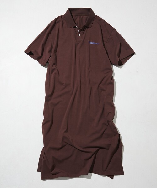 Firsthand（ファーストハンド）の「MA Firsthand/マ ファーストハンド BASIC LOGO POLO ONEPIECE / ベーシック ロゴ ワンポイント刺繍  ポロワンピース / 半袖ポロ ロングワンピース（ワンピース・レディース・ブラウン/ホワイト/ネイビー・FREE）」の9枚目の写真