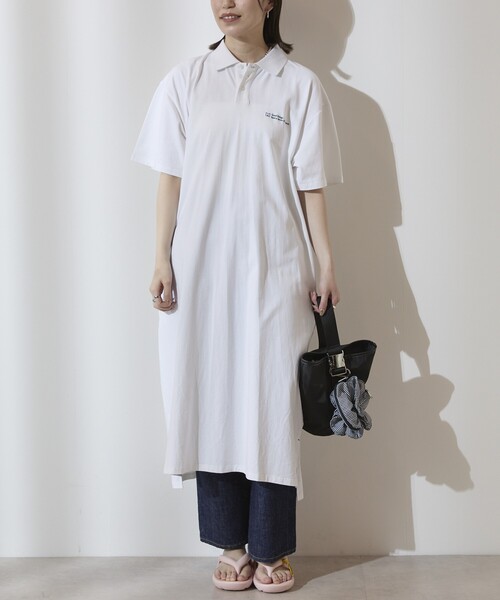 Firsthand（ファーストハンド）の「MA Firsthand/マ ファーストハンド BASIC LOGO POLO ONEPIECE / ベーシック ロゴ ワンポイント刺繍  ポロワンピース / 半袖ポロ ロングワンピース（ワンピース・レディース・ブラウン/ホワイト/ネイビー・FREE）」の18枚目の写真