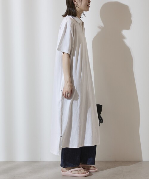 Firsthand（ファーストハンド）の「MA Firsthand/マ ファーストハンド BASIC LOGO POLO ONEPIECE / ベーシック ロゴ ワンポイント刺繍  ポロワンピース / 半袖ポロ ロングワンピース（ワンピース・レディース・ブラウン/ホワイト/ネイビー・FREE）」の21枚目の写真