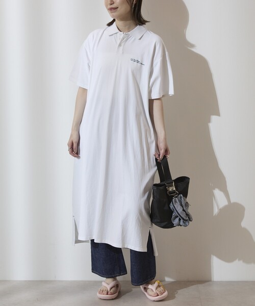 Firsthand（ファーストハンド）の「MA Firsthand/マ ファーストハンド BASIC LOGO POLO ONEPIECE / ベーシック ロゴ ワンポイント刺繍  ポロワンピース / 半袖ポロ ロングワンピース（ワンピース・レディース・ブラウン/ホワイト/ネイビー・FREE）」の22枚目の写真
