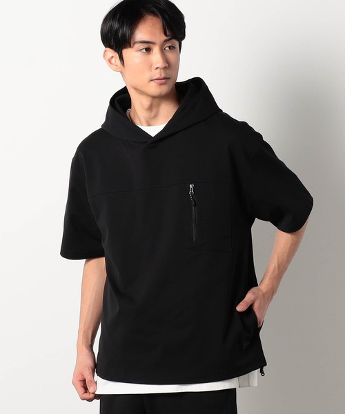 Grand PARK（グランドパーク）の「圧縮マイクロカノコ半袖パーカー（パーカー・メンズ・ネイビー/ホワイト/ブラック・MEDIUM/LARGE/X-LARGE）」の2枚目の写真