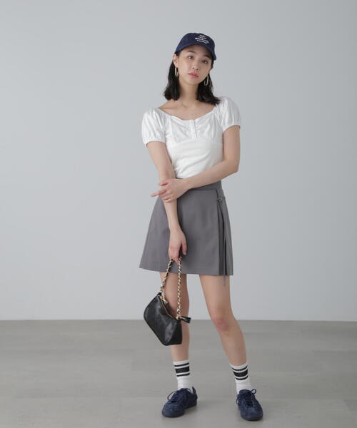 FREE'S MART(フリーズマート)の「◆インナーパンツ付きラップ風ミニスカート(スカート・レディース・ベージュ系その他/グレー/ブラック・SMALL/MEDIUM)」の20枚目の写真