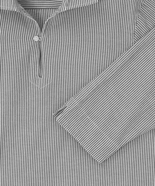 LANVIN en Bleu（ランバンオンブルー）の「シアサッカー素材 7分袖 スキッパーシャツ（シャツ/ブラウス・メンズ・ブルー/ブラック・46/48/50/52）」の14枚目の写真