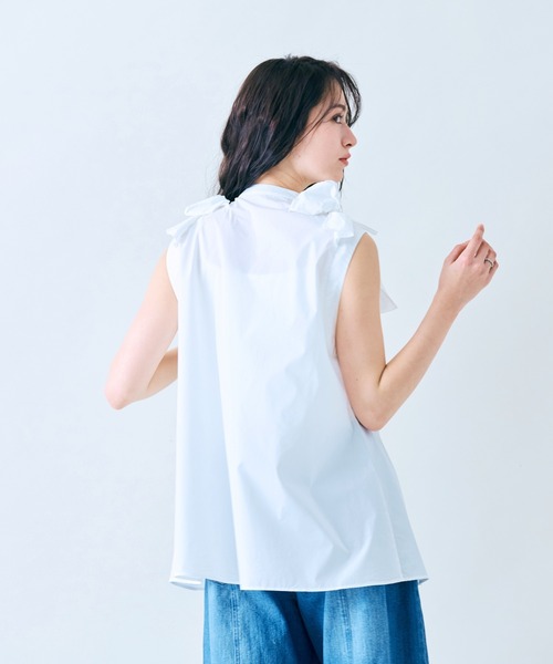 Audie a Muses（オーディアミューズ）の「共生地リボンモチーフノースリーブブラウス（シャツ/ブラウス・レディース・レッド/ブラック/オフホワイト・42/38）」の6枚目の写真