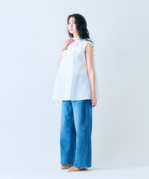 Audie a Muses（オーディアミューズ）の「共生地リボンモチーフノースリーブブラウス（シャツ/ブラウス・レディース・レッド/ブラック/オフホワイト・42/38）」の8枚目の写真