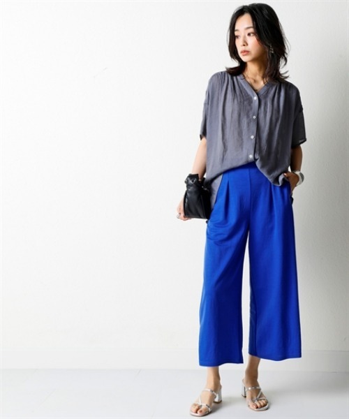 nissen（ニッセン）の「ふわり軽いエアリースラブスキッパーギャザーブラウス＜大きいサイズ有＞（シャツ/ブラウス・レディース・グレー/ピンク/レッド/ブラック・S～Ｍ/L～LL/3L～4L）」の19枚目の写真