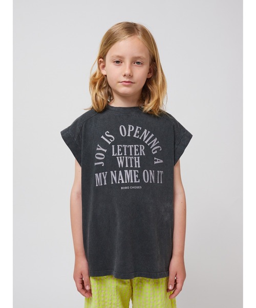 BOBO CHOSES(ボボショーズ)の「Joy Is sleveless T-shirt(Tシャツ/カットソー・キッズ・ブラック・100/110/120/130)」の2枚目の写真