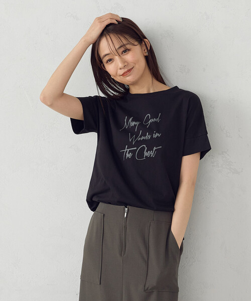 COMME CA ISM（コムサイズム）の「ロゴプリントＴシャツ（Tシャツ/カットソー・レディース・ライトグレー/グレー/ブラック/ホワイト・MEDIUM/SMALL/LARGE）」の2枚目の写真