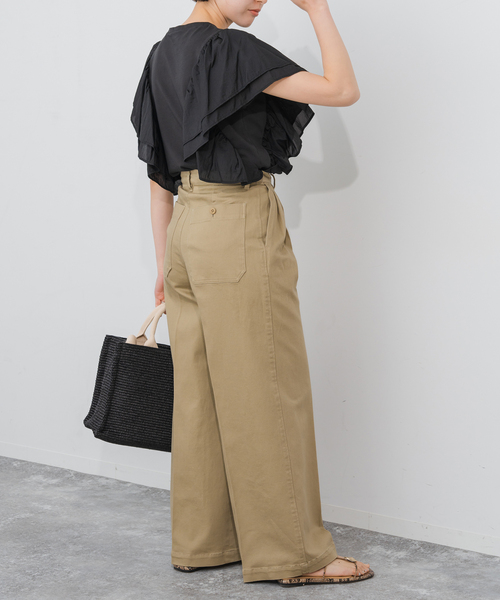 Spick & Span（スピックアンドスパン）の「ファブリックコンビフレアスリーブプルオーバー（Tシャツ/カットソー・レディース・ブラック/ホワイト・FREE）」の20枚目の写真