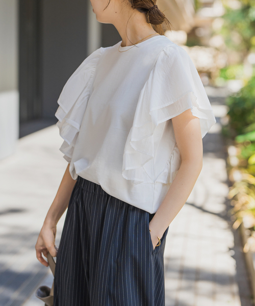 Spick & Span（スピックアンドスパン）の「ファブリックコンビフレアスリーブプルオーバー（Tシャツ/カットソー・レディース・ブラック/ホワイト・FREE）」の17枚目の写真