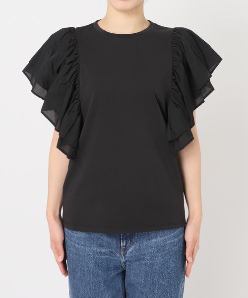 Spick & Span（スピックアンドスパン）の「ファブリックコンビフレアスリーブプルオーバー（Tシャツ/カットソー・レディース・ブラック/ホワイト・FREE）」の11枚目の写真