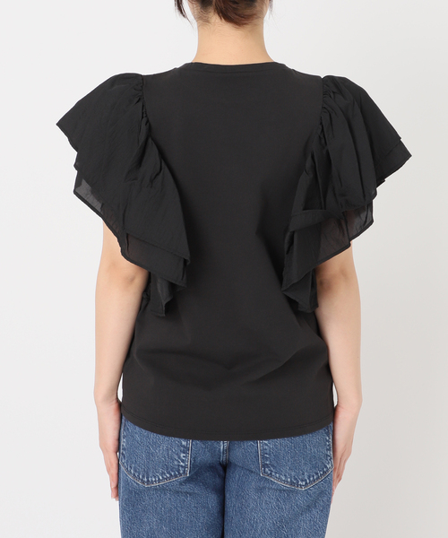 Spick & Span（スピックアンドスパン）の「ファブリックコンビフレアスリーブプルオーバー（Tシャツ/カットソー・レディース・ブラック/ホワイト・FREE）」の9枚目の写真