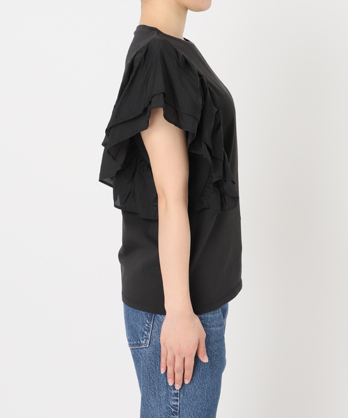 Spick & Span（スピックアンドスパン）の「ファブリックコンビフレアスリーブプルオーバー（Tシャツ/カットソー・レディース・ブラック/ホワイト・FREE）」の8枚目の写真