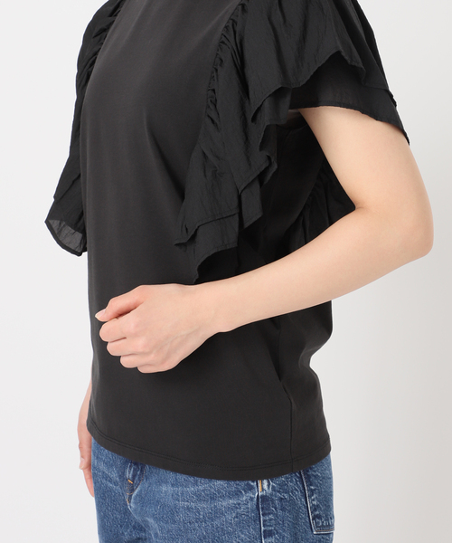 Spick & Span（スピックアンドスパン）の「ファブリックコンビフレアスリーブプルオーバー（Tシャツ/カットソー・レディース・ブラック/ホワイト・FREE）」の7枚目の写真