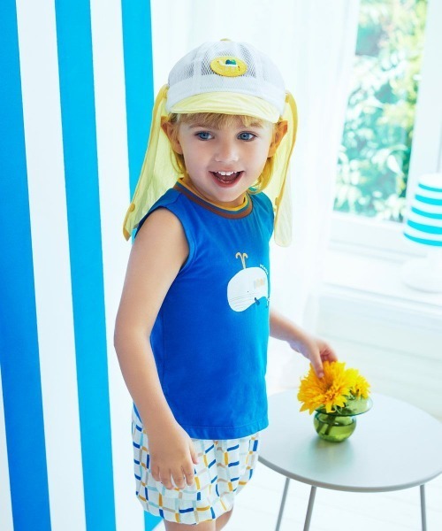 moimoln(モイモルン)の「ウェイルノースリーブ(Tシャツ/カットソー・キッズ・ブルー/クリーム・90cm/100cm/110cm/120cm/130cm)」の2枚目の写真
