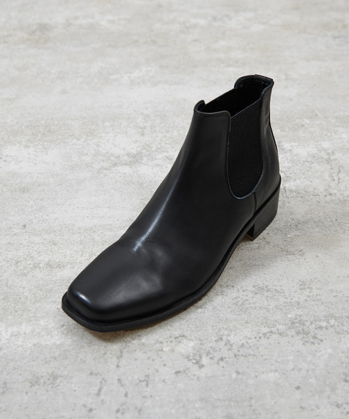 PADRONE(パドローネ)の「PADRONE パドローネ / BL SQUARE SIDE GORE BOOTS キップレザースクエアトゥサイドゴアブーツ 日本製 / PU8777-1102(ブーツ・メンズ・アッシュブラウン/ブラック・42/41/40)」の3枚目の写真