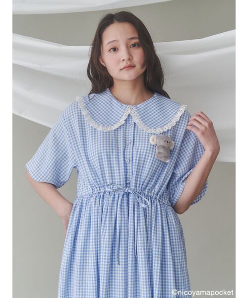 メリージェニーにこやまポッケおすわりコアラのぬいぐるみギンガムチェックワンピース にこやまポッケ】おすわりコアラのぬいぐるみギンガムチェック