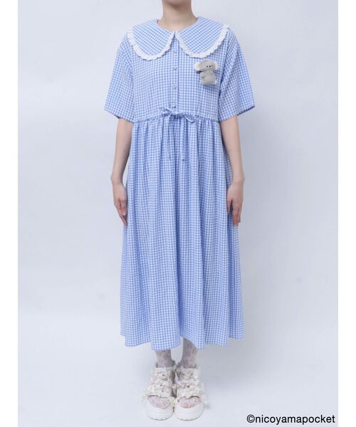 おすわりコアラのぬいぐるみギンガムチェックワンピースmerryjenny おすわりコアラのぬいぐるみギンガムチェックワンピースmerryjenny