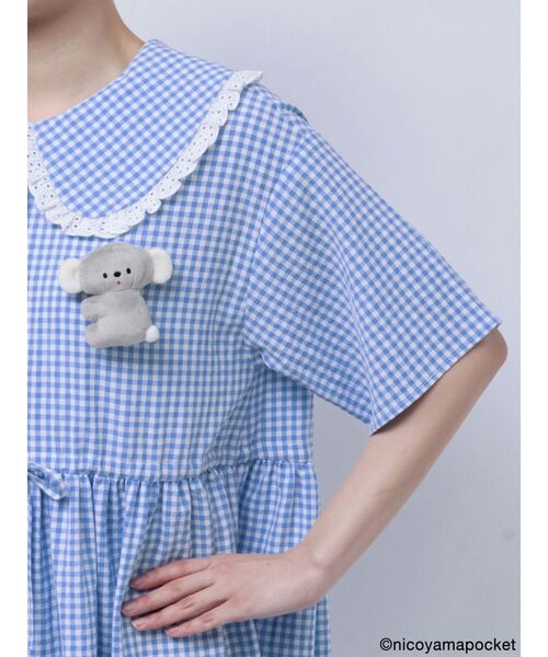 おすわりコアラのぬいぐるみギンガムチェックワンピースmerryjenny