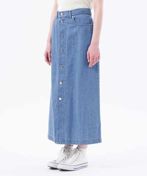 MACKINTOSH PHILOSOPHY（ﾏｯｷﾝﾄｯｼｭ ﾌｨﾛｿﾌｨｰ）の「コットンリネンデニムロングスカート（デニムスカート・レディース・ダークネイビー/ブルー・40/38/36/34）」の9枚目の写真