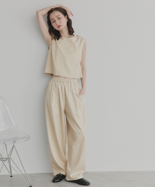 セール】ノースリーブ トップス ロングパンツ セットアップ