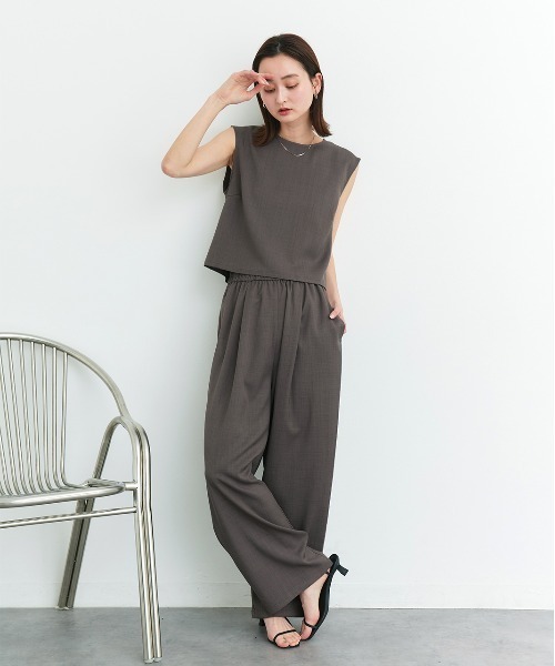 セール】ノースリーブ トップス ロングパンツ セットアップ