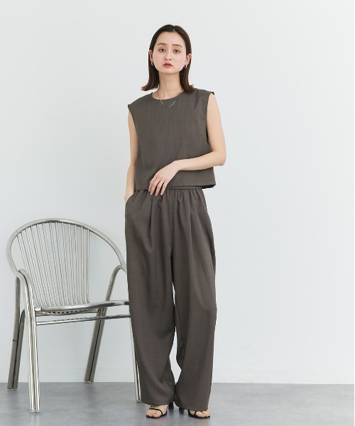 セットアップ ノースリーブ トップス パンツ S-XL 2色 8-277 セール】ノースリーブ トップス ロングパンツ セットアップ