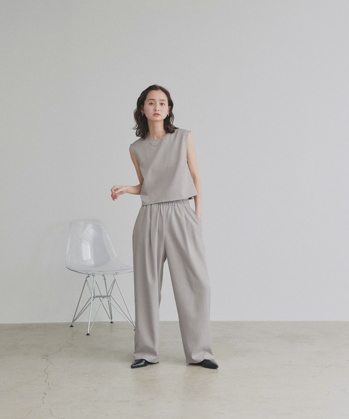 ad thie(アドティエ)の「ノースリーブ トップス ロングパンツ セットアップ(セットアップ・レディース・チャコール/ブラック/ダークブラウン/グレー系/ライトグレー/アイボリー・FREE)」の9枚目の写真