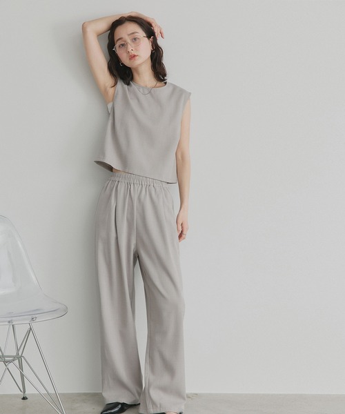 ad thie(アドティエ)の「ノースリーブ トップス ロングパンツ セットアップ(セットアップ・レディース・チャコール/ブラック/ダークブラウン/グレー系/ライトグレー/アイボリー・FREE)」の13枚目の写真