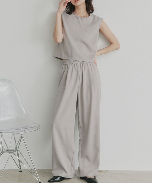 ad thie(アドティエ)の「ノースリーブ トップス ロングパンツ セットアップ(セットアップ・レディース・チャコール/ブラック/ダークブラウン/グレー系/ライトグレー/アイボリー・FREE)」の14枚目の写真