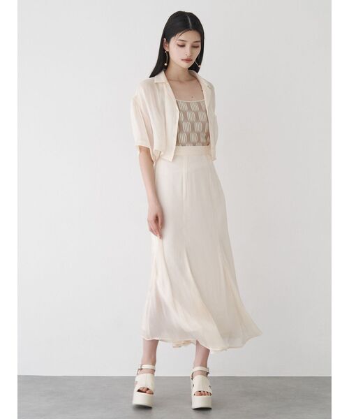 MURUA（ムルーア）の「【セットアップ対応】シャイニーシアースカート（スカート・レディース・ライトグリーン/ブラック/アイボリー/ブラウン・1/2）」の6枚目の写真