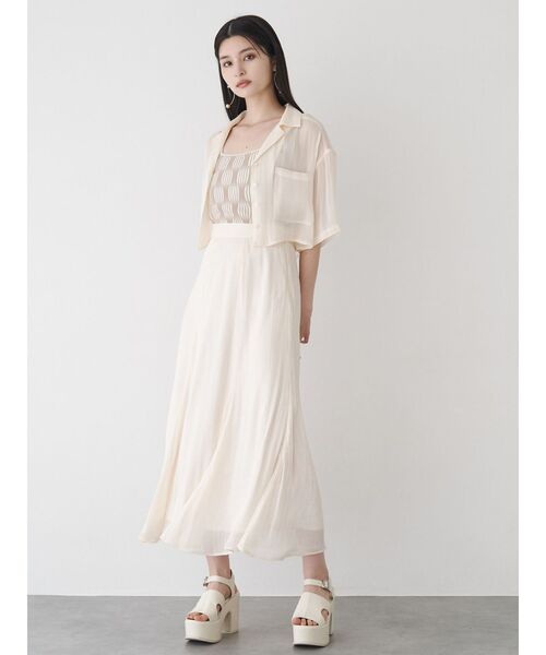 MURUA（ムルーア）の「【セットアップ対応】シャイニーシアースカート（スカート・レディース・ライトグリーン/ブラック/アイボリー/ブラウン・1/2）」の7枚目の写真