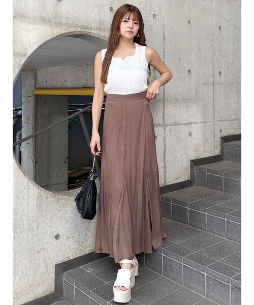 MURUA（ムルーア）の「【セットアップ対応】シャイニーシアースカート（スカート・レディース・ライトグリーン/ブラック/アイボリー/ブラウン・1/2）」の16枚目の写真