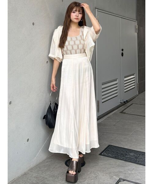 MURUA（ムルーア）の「【セットアップ対応】シャイニーシアースカート（スカート・レディース・ライトグリーン/ブラック/アイボリー/ブラウン・1/2）」の20枚目の写真