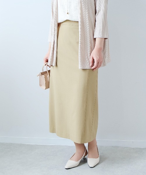 fleur by mint breeze(フルールバイミントブリーズ)の「【イージーケア・速乾】【L~5L 大きいサイズ】麻調ドビーナロースカート(スカート・レディース・カーキ/チャコールグレー・LL/5L/4L/3L)」の1枚目の写真