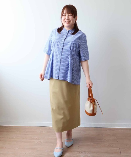 fleur by mint breeze(フルールバイミントブリーズ)の「【イージーケア・速乾】【L~5L 大きいサイズ】麻調ドビーナロースカート(スカート・レディース・カーキ/チャコールグレー・LL/5L/4L/3L)」の3枚目の写真