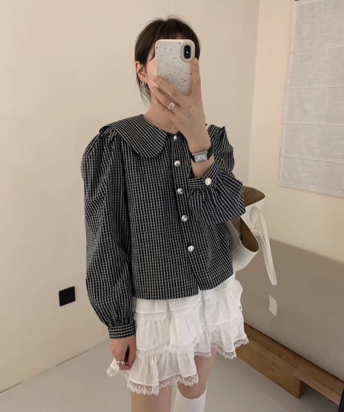 WEGO(ウィゴー)の「WEGO/フリルボリュームガーリースカートパンツ(スカート・レディース・ホワイト/ブラック・FREE)」の11枚目の写真