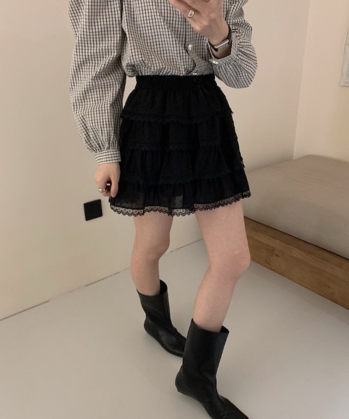 WEGO(ウィゴー)の「WEGO/フリルボリュームガーリースカートパンツ(スカート・レディース・ホワイト/ブラック・FREE)」の15枚目の写真