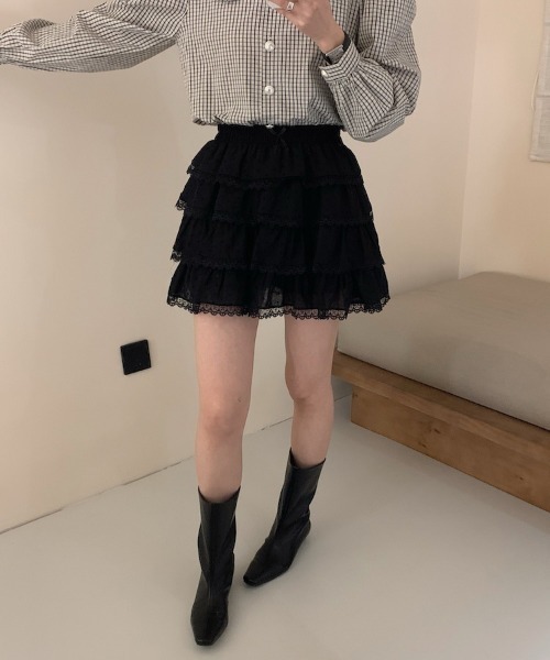 WEGO(ウィゴー)の「WEGO/フリルボリュームガーリースカートパンツ(スカート・レディース・ホワイト/ブラック・FREE)」の17枚目の写真