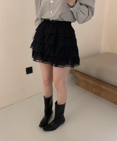 WEGO(ウィゴー)の「WEGO/フリルボリュームガーリースカートパンツ(スカート・レディース・ホワイト/ブラック・FREE)」の19枚目の写真