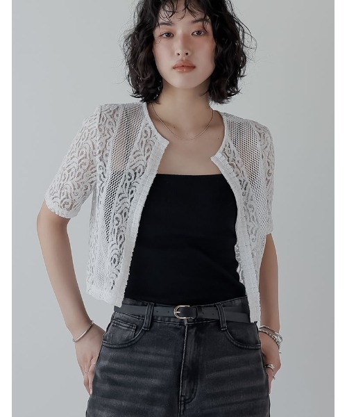 Re:EDIT(リエディ)の「2WAYメッシュレーストップス(Tシャツ/カットソー・レディース・ホワイト/ブラック・MEDIUM)」の10枚目の写真