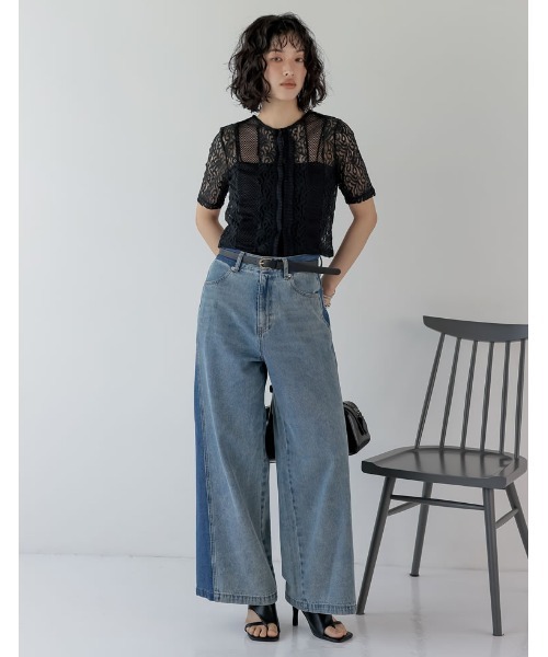 Re:EDIT(リエディ)の「2WAYメッシュレーストップス(Tシャツ/カットソー・レディース・ホワイト/ブラック・MEDIUM)」の17枚目の写真