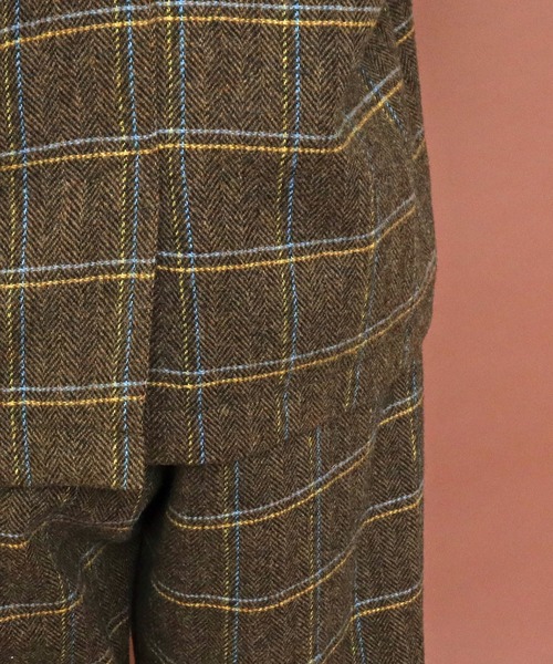 PAR ICI（パーリッシィ）の「英国羊毛 へリンボンチェックジャケット(セットアップ対応)（その他アウター・レディース・チャコールグレー/カーキ・FREE）」の9枚目の写真