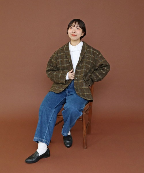 PAR ICI（パーリッシィ）の「英国羊毛 へリンボンチェックジャケット(セットアップ対応)（その他アウター・レディース・チャコールグレー/カーキ・FREE）」の13枚目の写真