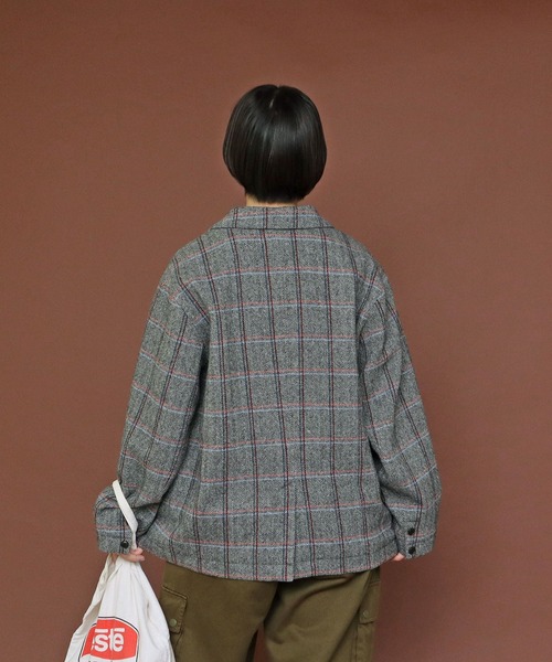 PAR ICI（パーリッシィ）の「英国羊毛 へリンボンチェックジャケット(セットアップ対応)（その他アウター・レディース・チャコールグレー/カーキ・FREE）」の16枚目の写真