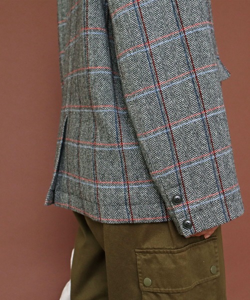 PAR ICI（パーリッシィ）の「英国羊毛 へリンボンチェックジャケット(セットアップ対応)（その他アウター・レディース・チャコールグレー/カーキ・FREE）」の17枚目の写真