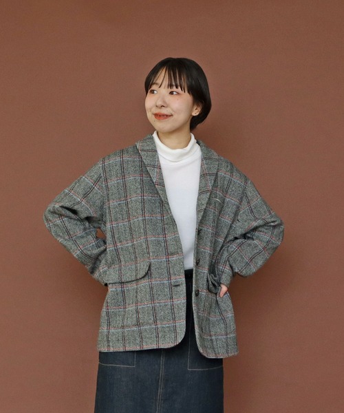 PAR ICI（パーリッシィ）の「英国羊毛 へリンボンチェックジャケット(セットアップ対応)（その他アウター・レディース・チャコールグレー/カーキ・FREE）」の22枚目の写真