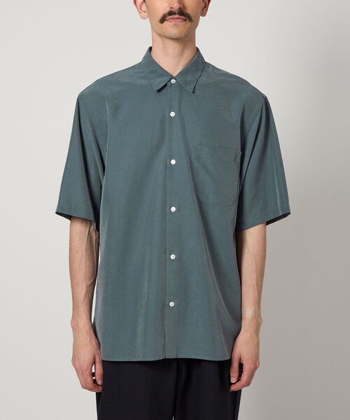 Steven Alan＞ ドレープ レギュラーカラー ショートスリーブ