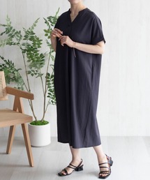 NAVY SARARI スキッパーロングワンピース【接触冷感】