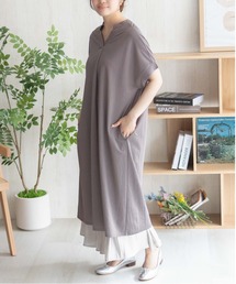 NAVY SARARI スキッパーロングワンピース【接触冷感】